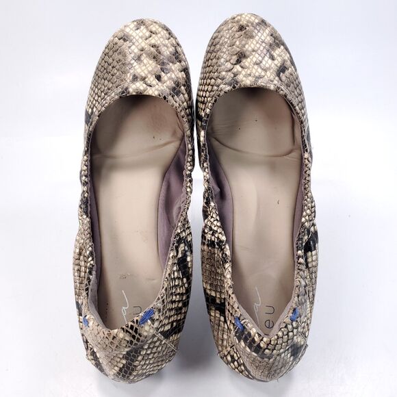Via Bleu Heleiia Casual Slip On Ballet Flats Womens Size 7.5 Beige Snakeskin - Picture 4 of 9